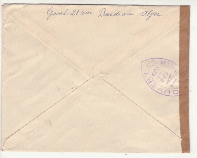 Cachet " étoile " sur courrier de et vers l'Algérie en 1939-40.  _5a_10