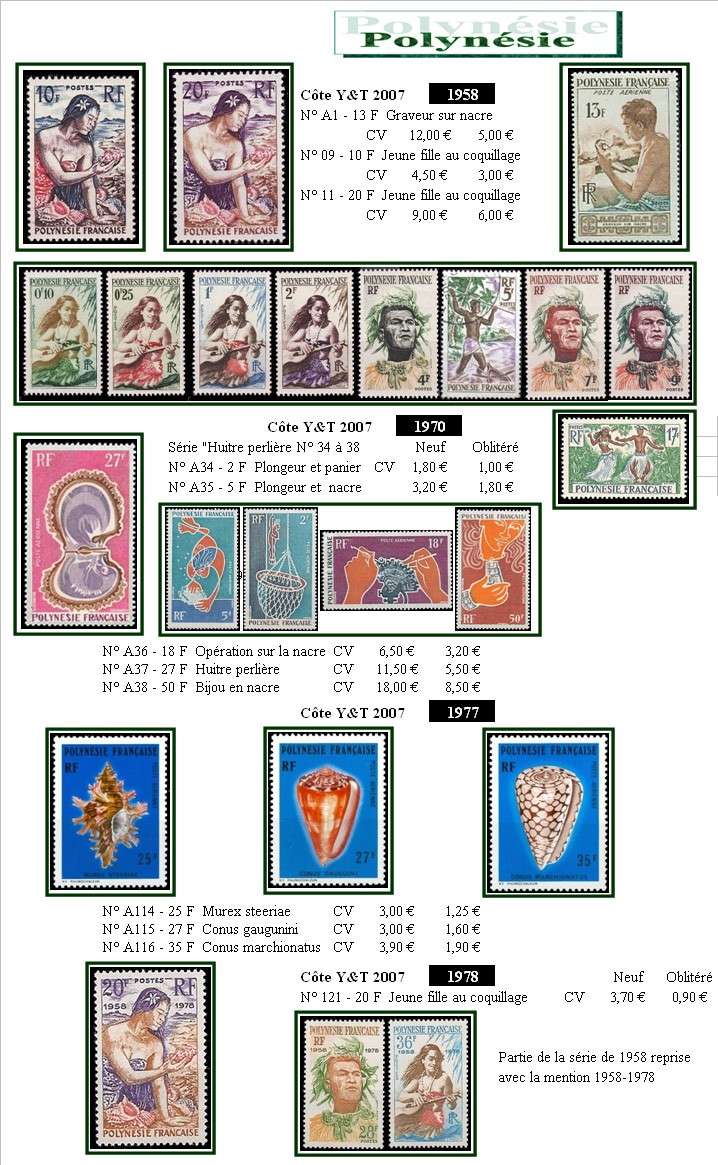 Timbres de Polynésie et coquillages Planch37