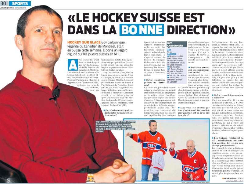 Guy Carbonneau parle du hockey Suisse 75426510