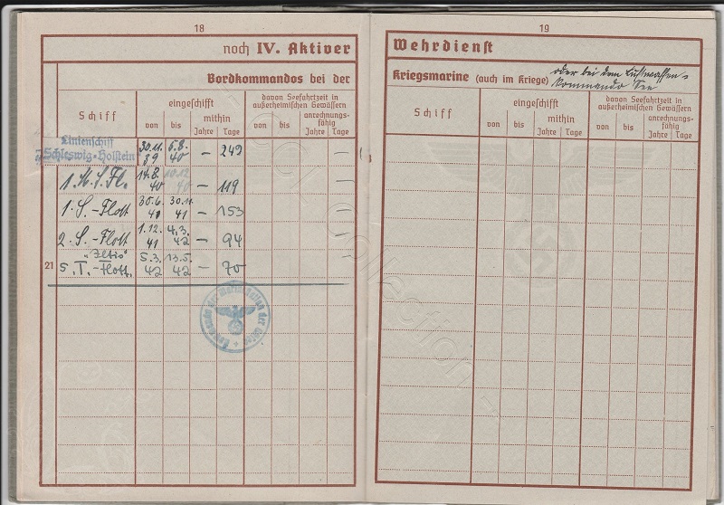 Wehrpass d'un leutnant z See KIA Sternb13