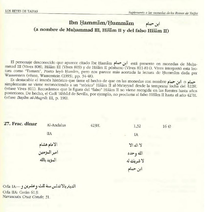Fracción de dinar de Ibn Hammam a nombre de Hixam II póstumo Ibn_ha10