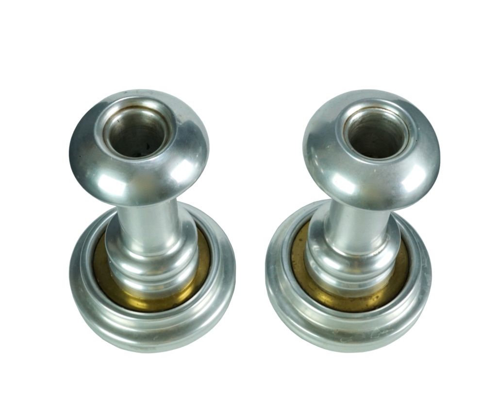 Pair of Aluminum Industrial Candle Holders, Alicraft Alicra11