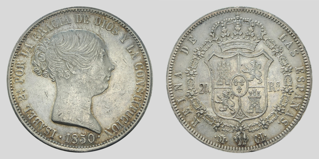 Isabel II. 20 reales de 1850. Primer busto. Madrid CL.  - Página 2 Ii_isa12