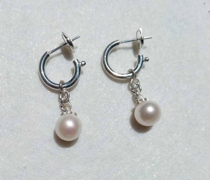 boucles d'oreilles en argent avec perles de culture d'eau douce blanche 9mm Img_2092