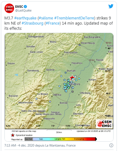 Un séisme d’au moins 3,5 a secoué la région de Strasbourg vendredi matin Regtyy10