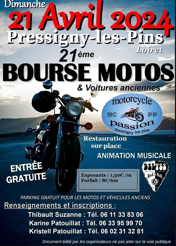 21ème BOURSE MOTO et VOITURES ANCIENNES à Pressigny les Pins 45 / Le 21 avril 2024 41982710
