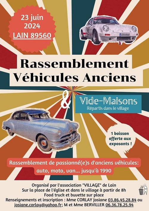 RASSEMBLEMENT VEHICULES ANCIENS / AUTO, MOTO, VAN... jusqu'à  1990 à LAIN (89) Le 23 juin 2024 42629811