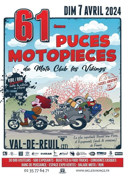 61ème PUCES MOTOPIECES Du Moto club LES VIKINGS - RIDE AND RUN SOLIDAIRE CONTRE LA SCLEROSE EN PLAQUES à VAL DE REUIL (27) Le dimanche 7 avril 2024 42666710