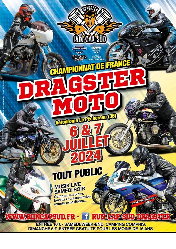 (36) CHAMPIONNAT DE FRANCE de DRAGSTERS MOTOS - AERODROME LE PECHEREAU, Les 6 et 7 JUILLET 2024 42844311