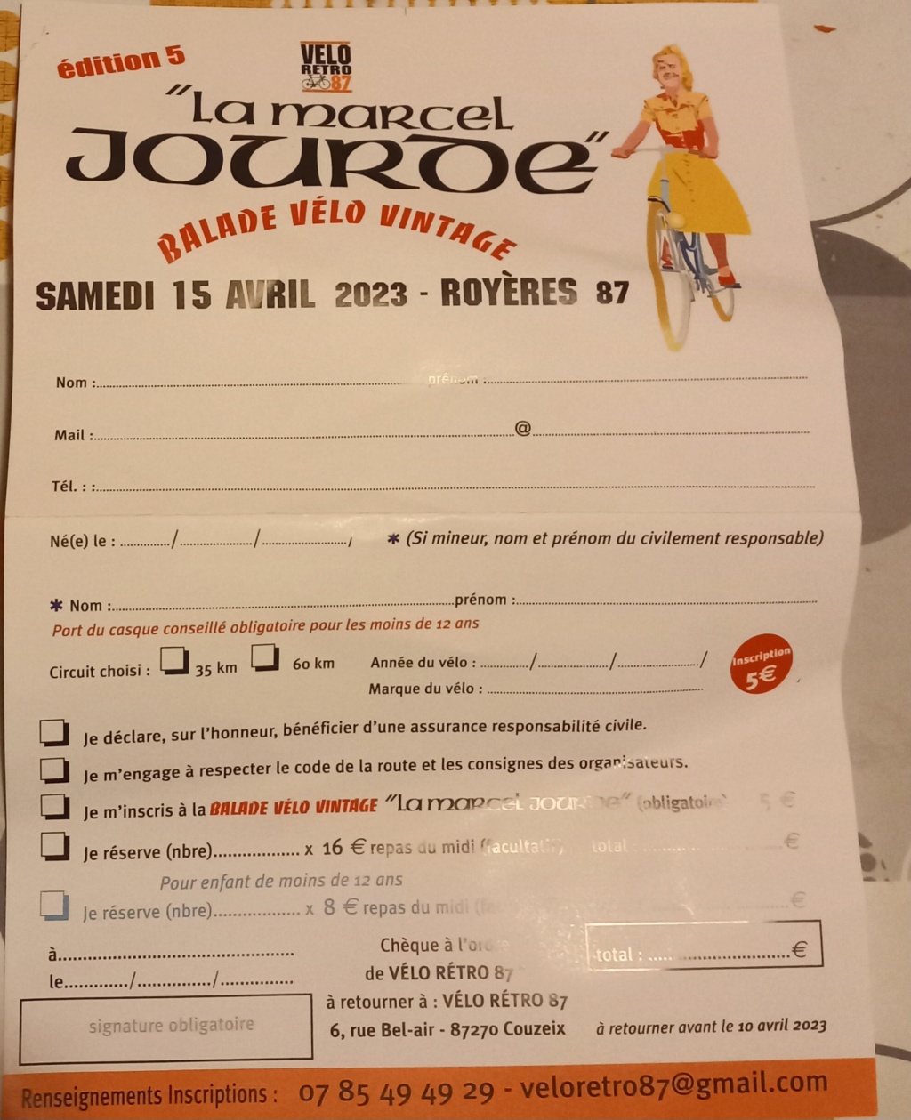 balade vélo LA MARCEL JOURDE  - limoges - 15 AVRIL 2023 , 5eme édition 20230170
