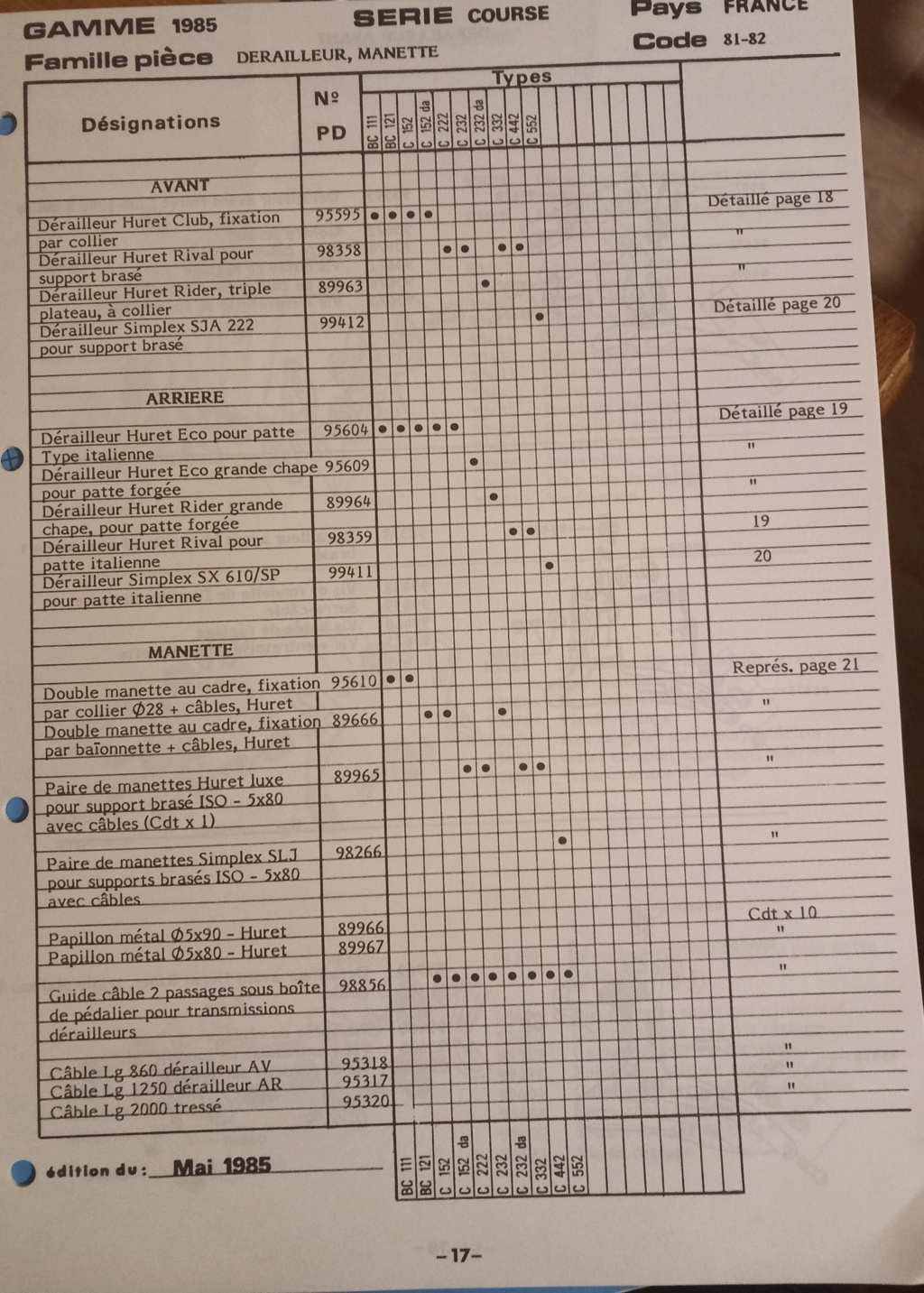 extrait catalogue officiel MOTOBECANE Agent séries courses mai 1985  20231609