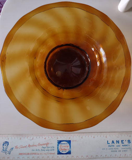 Grandma's Hand Blown Amber Bowl Bowman11