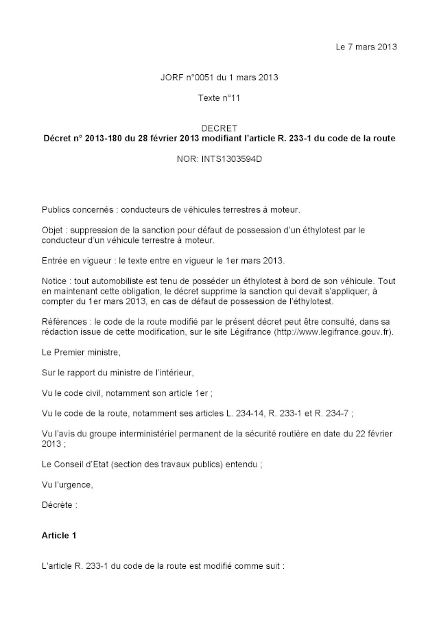 Éthylotest, radars : M. Valls clarifie l’orientation du gouvernement Dicret11