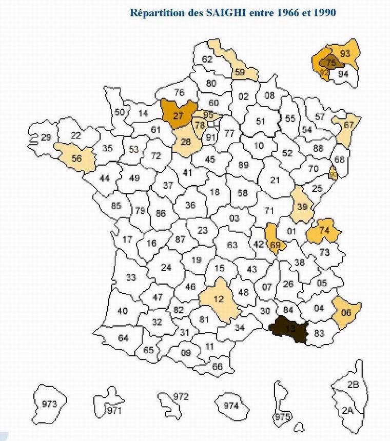 LOCALISATION DES SAIGHI EN FRANCE 1966-1990 Saighi17