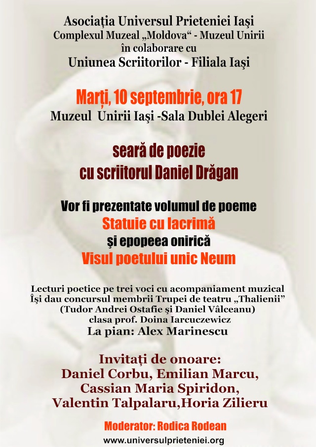 10 septembrie 2013, seară de poezie cu scriitorul Daniel Drăgan Afis_d10