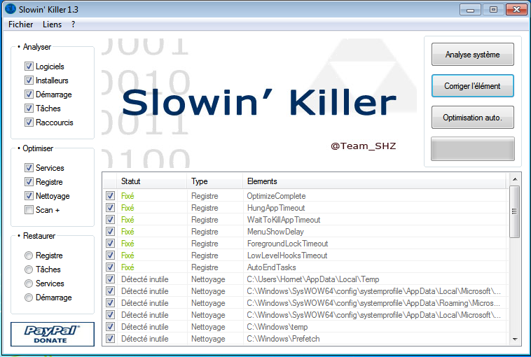 Slowin Killer : Optimisation de Windows Repara10