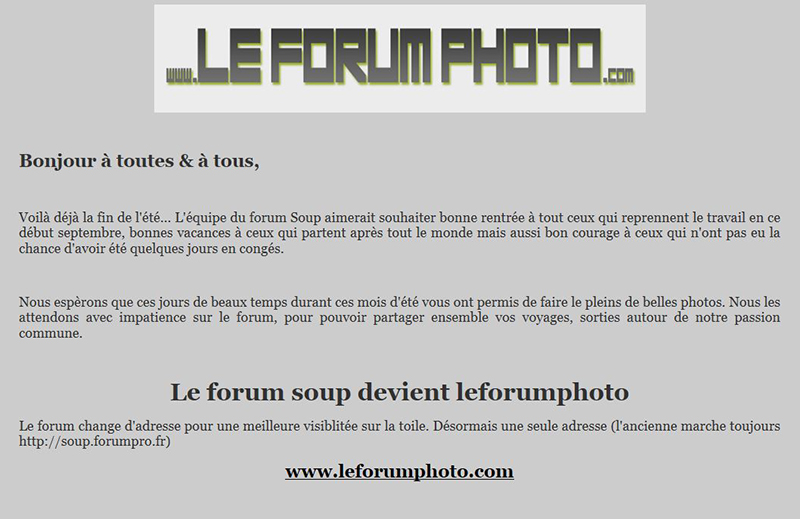 Le forum Soup devient LE FORUM PHOTO 110