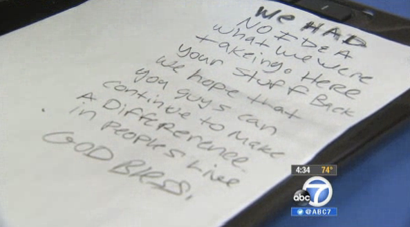 Crooks Rip Off Nonprofit Rape Crisis Center, Then Return the Stuff with an Apology Note Sanbe10