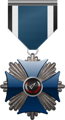 Silver level of the Blue Cross of the Silver Arrows - This award is given to a member who participated in a number of assignments in friendly territory. Silver level is the second of six.