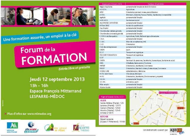 4ème forum formation professionnelle du Médoc le 12 Septembre à Lesparre 10063410