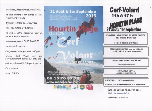 Journées Cerf Volant le 31 Aout et 1er Septembre à Hourtin Plage 12351911