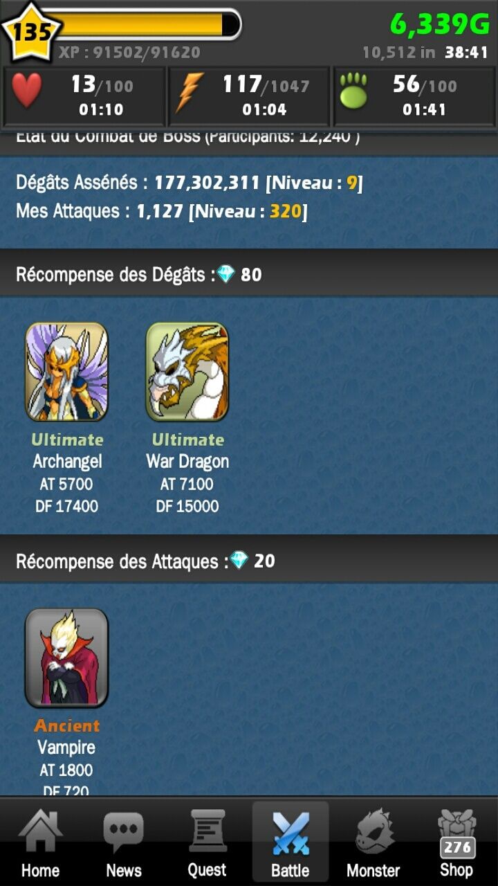 Monstres obtenus au WB  ***sur Serveur Global 2*** 2013-062