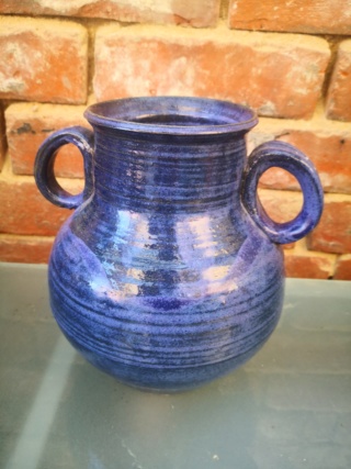 Blue pot with two handles marked on base Img_2100