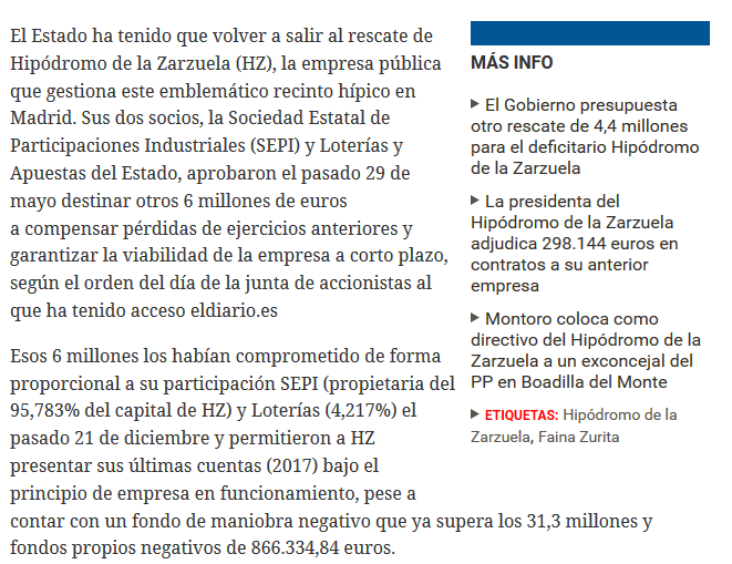 Balance tras 5 años de gestión F.Zurita en HZ: pérdidas 32 millones € y 3 rescates con dinero público 2018-012