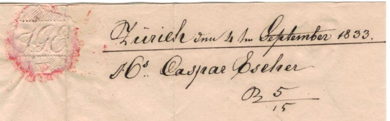 Brief mit Halbkreisstempel Zürich , 4. Sept. 1833 Vorphi22