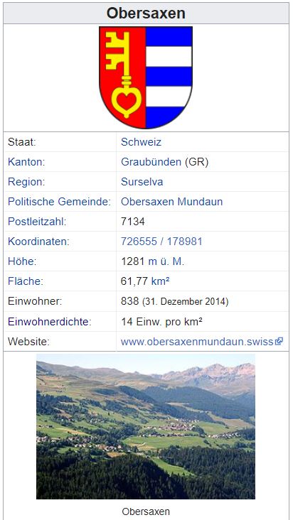 Obersaxen GR - 838 Einwohner Zi122