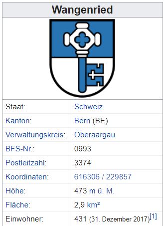 Wangenried BE - 431 Einwohner Zi130
