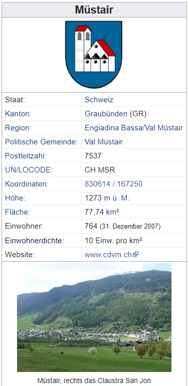 Müstair GR - 764 Einwohner Zi131