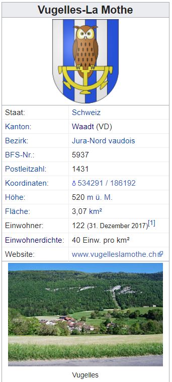 Vugelles-La Mothe VD - 122 Einwohner Zi33