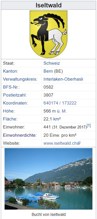 Iseltwald BE - 441 Einwohner Zi69