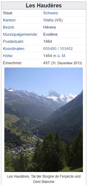 Les Haudères VS - 457 Einwohner Zi71