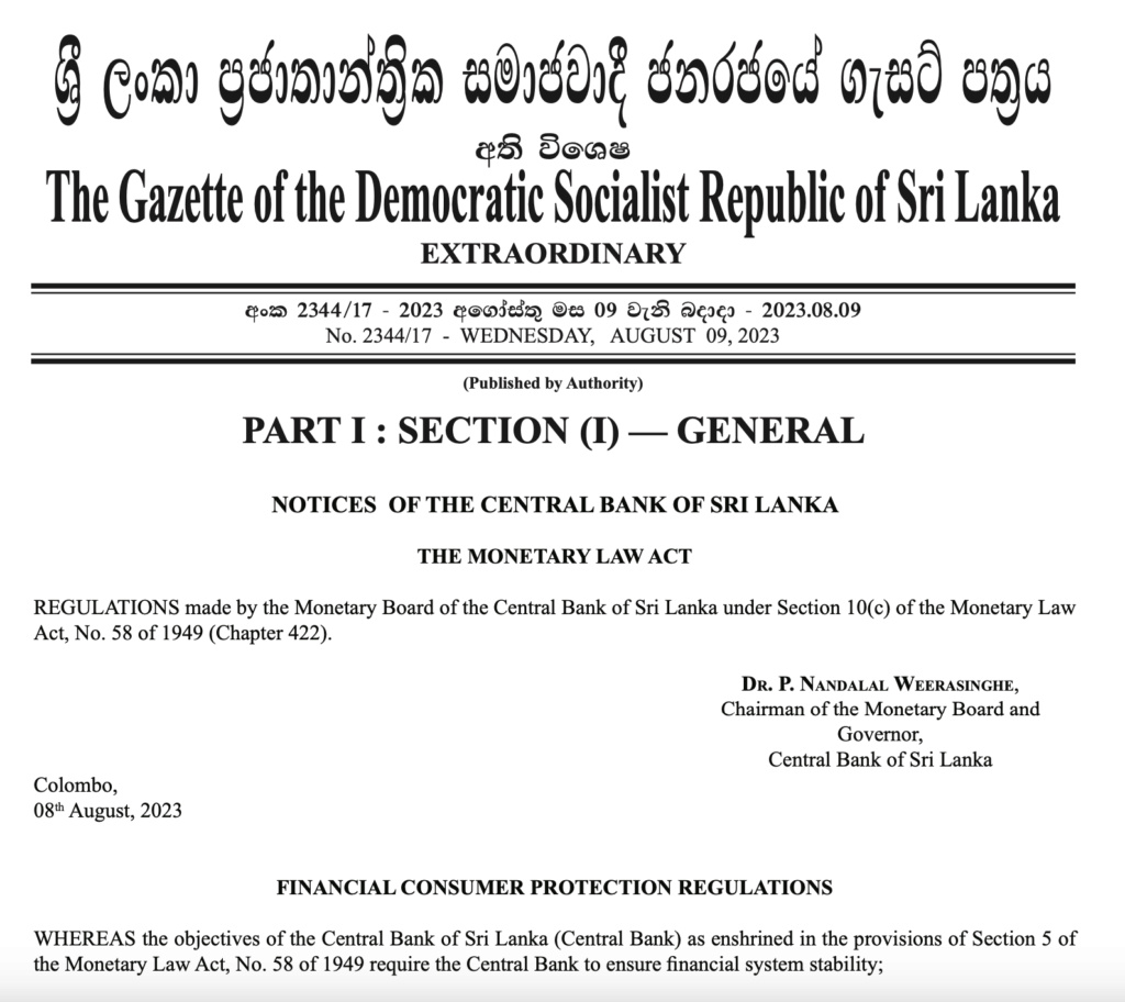 Sri Lanka: New CBSL Regulations to Protect Distressed Bank Customers Scree359