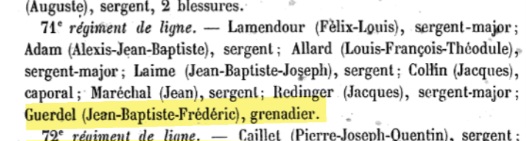 Grenadier Jean Baptiste Frédéric GUERDEL 71ème de ligne Scree197