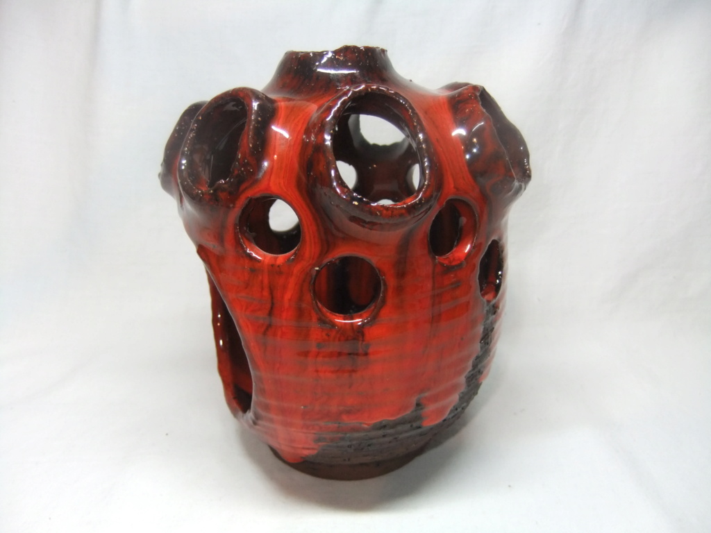 Red Drip Glaze Tea Light Holder? Nimmie 206? Dscf3410