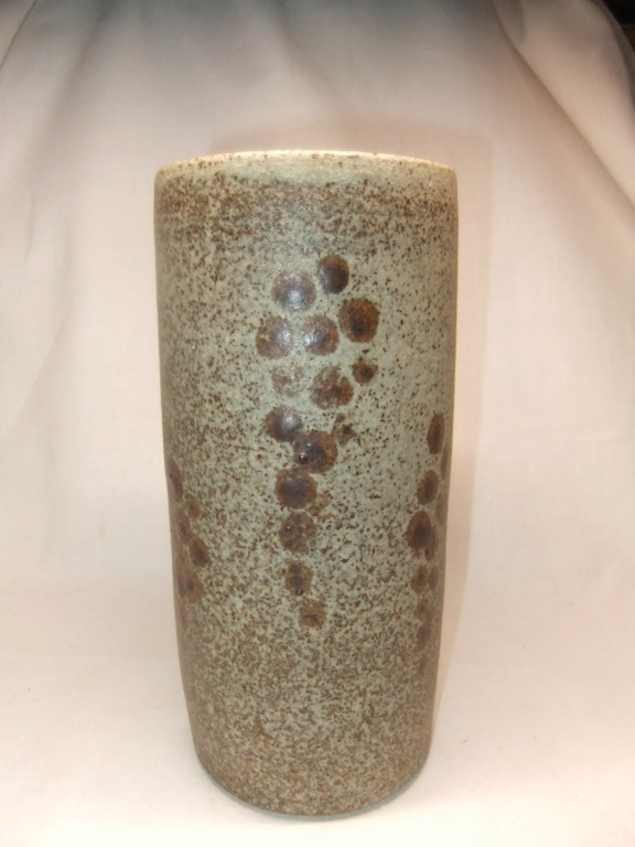 Tall Striped Base Vase -Unusual Mark - M? W? Any Ideas? Dscf5621