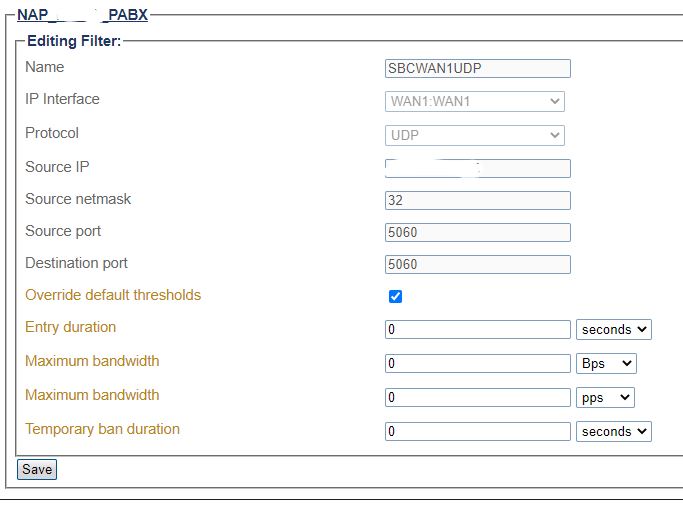 Blocking all packets due to excessive packets/bandwidth from network Acl210