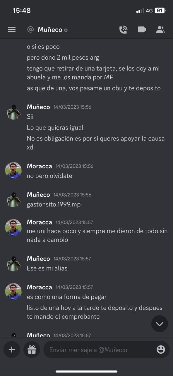 [Reporte a STAFF] (Muñeco) Estafa IC - Estafa OOC (Vender articulos ic por dinero OOC) [Reporte actualizado con nuevas pruebas 14/04/2023]  Whatsa11