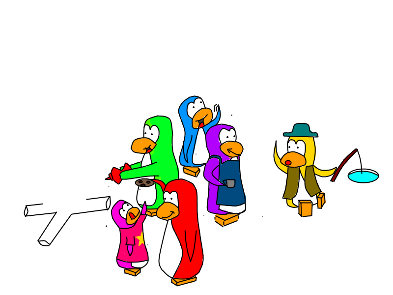 A bunch of stupid penguins being stupid. Peng_s11