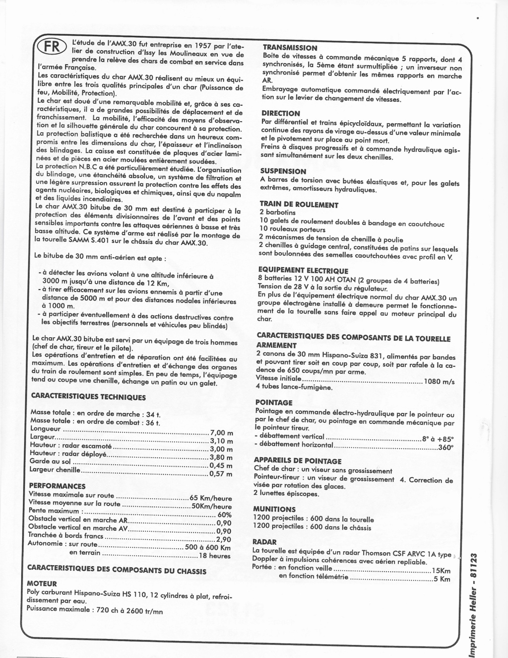 AMX 30 DCA char anti-aérien 1/35ème Réf 81123 Notice 218