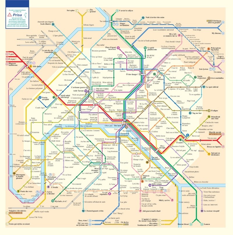 Plan du métro parisien en anagramme Metro10