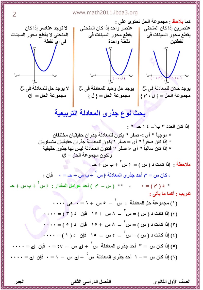 أوراق عمل في فرع الجبر - 1ث ترم 2 215