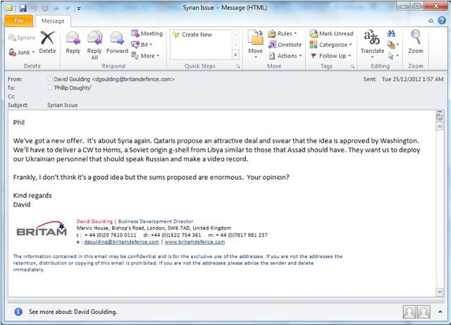Britam Defense Ltd involved in Syria? Email210