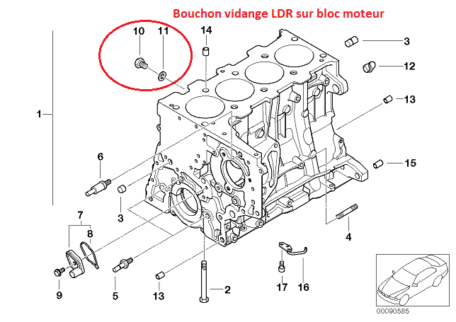 [ BMW E87 118D M47N2 an 2007 ] vis purge radiateur moteur 11_33011