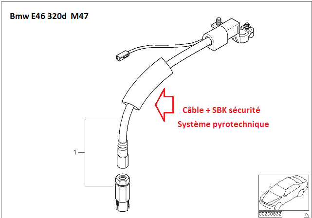 [ bmw E46 320d an 2000 ] Où est le capteur d'airbags frontaux ? 61_e4611