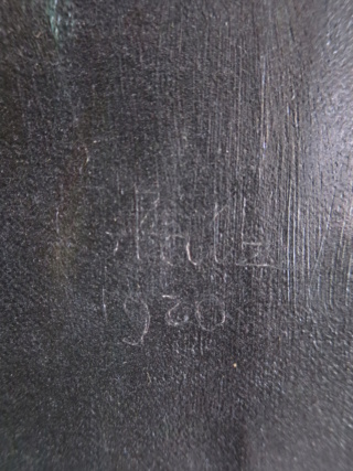 Une belle Signature de 1930 à identifier (sur une vieille toile roulée et sèche que je voudrais dérouler) Img_1223