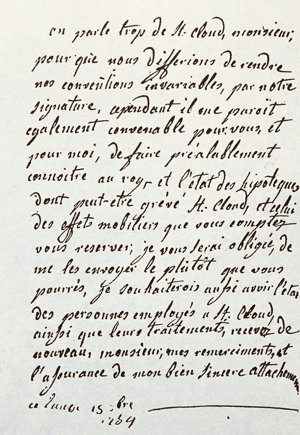 Correspondance de Marie-Antoinette et du duc d'Orléans au sujet de l’achat de Saint Cloud 34fa8210